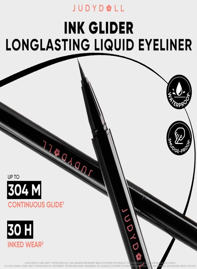 JUDYDOLL Ink Glider Longlasting Liquid Eyeliner - 30H Waterproof, Smudgeproof, Longlasting & Easy Glide, Intense Black, Ideal for Cat Eyes & Wings - Image 4